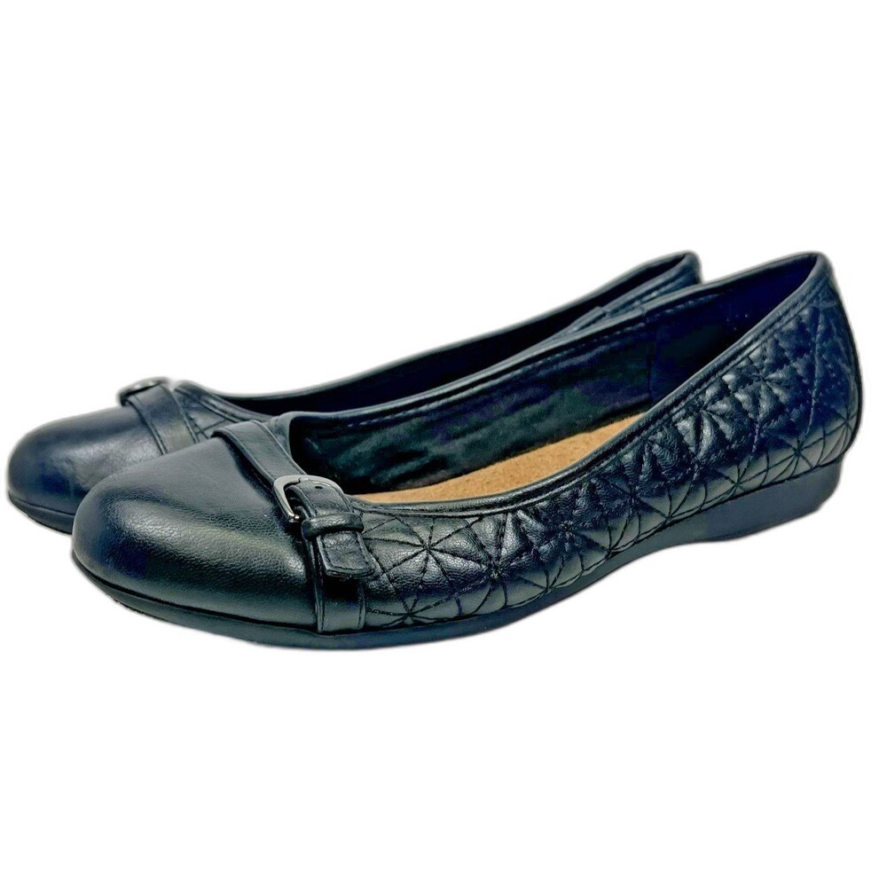 Croft And Barrow Ortholite Shoes Ballet Flat Women’s 8 1/2 W Black Quilted